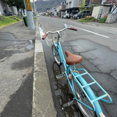 水色 子供用自転車20インチ 前バスケット付きの画像