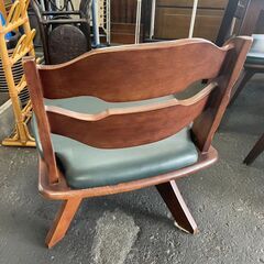 回転チェア　No.3028　ブラウン/グリーン　椅子　ロータイプ　同商品あり　【リサイクルショップどりーむ荒田店】の画像