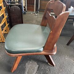 回転チェア　No.3028　ブラウン/グリーン　椅子　ロータイプ　同商品あり　【リサイクルショップどりーむ荒田店】の画像