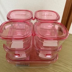【イワキ iwaki】保存容器  7点セット ピンクの画像
