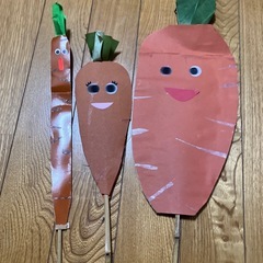 人参　大根　牛蒡のペープサート　手作りの画像