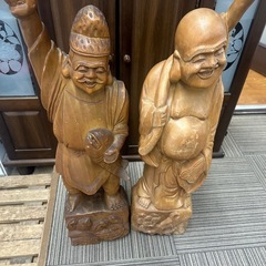 木彫り　2体　約92cm 恵比寿様と布袋様　七福神