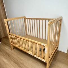 ティンバーベビーベッド ハイタイプ 高さ3段階調節の画像