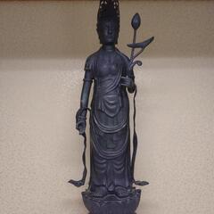 【全長120cm 26kg】金属製 仏像 蓮の花の上に立つ
