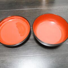 【中古】かぶせ丼 梨地内朱　丼　和食器　若泉漆器 割烹　漆器　どんぶり　蓋つき　金箔　14個まとめての画像