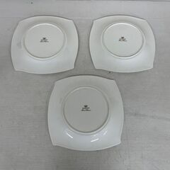 【NARUMI】ナルミ ボーンチャイナ スクエアプレート 3枚セット 食器3点 まとめ売り 高級食器 ホワイト 乳白色 プレート 店舗什器 Y1328の画像