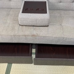 ニトリソファー2人かけオットマン付きの画像