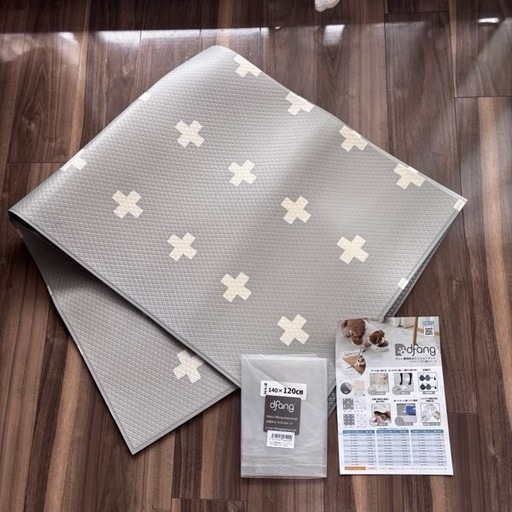 ①dfang ペット抗菌防水クッションプレイマット 140×120cm 厚さ5mm グレークロス 折り畳みタイプ