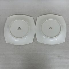 【NARUMI】ナルミ ボーンチャイナ スクエアプレート 2枚セット 食器2点 まとめ売り 高級食器 複数在庫あり 乳白色 プレート 店舗什器 Y1329の画像