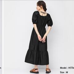★ GU スクエアネック バックリボン ティアードワンピース М ★の画像