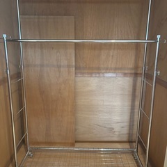 【決定
】スチール製ダブルハンガーラック／高さ調整可／キャスター付き／1000円 の画像