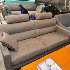 良品　ニトリ　ソファ　3人掛け　グレー　ヘッドレスト　クッション...