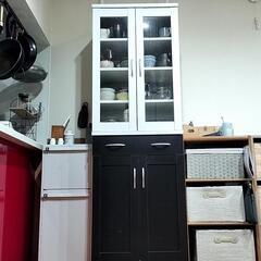 【終了】食器棚 ホワイト✕ダークブラウン 木製