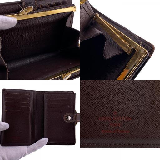 ルイヴィトン LOUIS VUITTON 二つ折り財布 ダミエ エベヌ ポルトフォイユ ヴィエノワ 新型 がま口 N61674 ブラウ