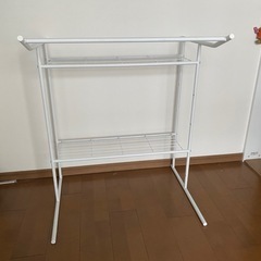 押入れ収納棚 ハンガーパイプ付 ホワイト 幅75cm 高さ90cm 奥行き56cm OHW-30の画像