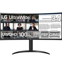 LGモニター　USB Type-C™対応 34インチ3440×1440 21:9曲面型ウルトラワイドモニター
