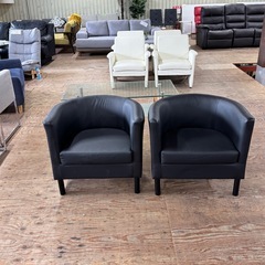🌟A1109‼️ 合皮レザー　1人がけソファー　黒　IKEA 中古品🌟
