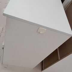 ★ジモティ割あり★  レンジ台 ホワイト W54.5×D46×H85.3 クリーニング済み TC8518の画像