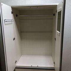 NITORI ワードローブ　白　タンス　収納家具　クローゼット　パイプハンガー　衣類収納　引出　洋服　【糸島市内 送料無料】250507-2の画像