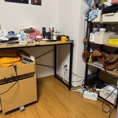 ニトリシステムデスクワゴンセット(ザッキーLBR シェルフ/デスク/ワゴン) の画像