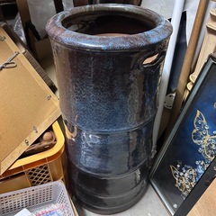 火鉢　陶器製　立ち火鉢　昭和レトロ　古道具
