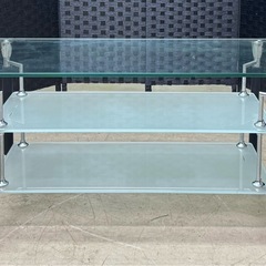 ①ガラステレビボード（3段/キャスター付）の画像