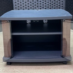 ①シンプルテレビ台（木製/ガラス扉/キャスター付）の画像