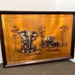 ＜インテリア＞　銅製の大型レリーフ　象モチーフの画像