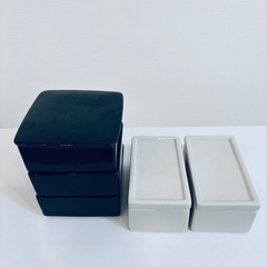 陶器　重箱　蓋付き　バターケース　３点セット