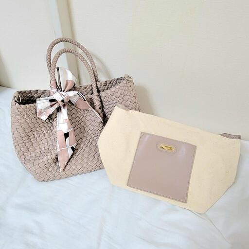 美品】DIANAイントレチャートトートバッグベージュ (藍連理