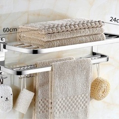 新品未使用！タオル掛け、販売価格2,880円、バスルーム棚、ステンレス製壁掛けの画像