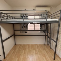 IKEA イケア　シルバー系ロフトベッド　 シングル （マット付き）　