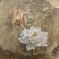 蓮の花 原画 絵画 額縁付き アート インテリアの画像