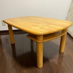 木製座卓 丸みデザイン 下棚付きの画像