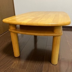 木製座卓 丸みデザイン 下棚付きの画像