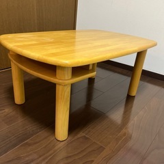 木製座卓 丸みデザイン 下棚付きの画像
