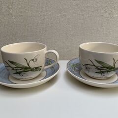 ウェッジウッド　スノードロップ　ティーカップ＆ソーサー　２客セッ...