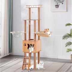 155CM キャットタワー 宇宙船-キャットハウス,カプセル 爪...