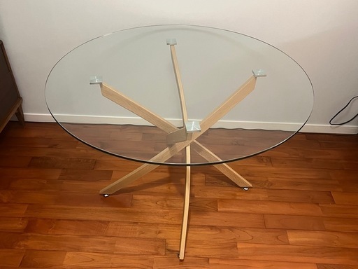 ダイニング　ガラス　サークルテーブル