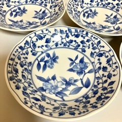 橘吉　たち吉　タチキチ　染付　 青い花柄のお皿　5枚セット①の画像