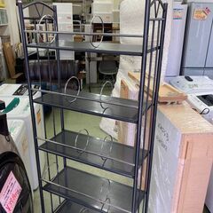 【リサイクルショップ ピカソ 小松原】🖤約60cm✨オシャレで実用的✨🖤📚キャスター付き 本立て付きメッシュラック（6段）★8778★の画像