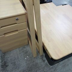 6F　未使用/新品　組立商品　学習机 2点セット 天然木 収納  勉強机 学習デスク 小学生 子供 ナチュラルの画像