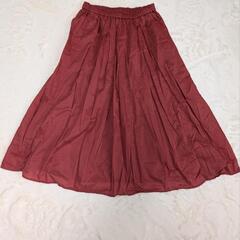 UNIQLO 赤系 フレアスカート ロングスカート S ウエストゴムの画像