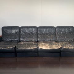 カリモク　本革ソファ　オールドカリモク　60