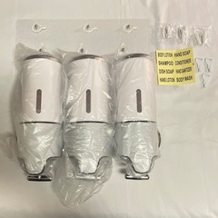 シャンプーディスペンサー 壁掛け式 大容量 白 3本セット ホテルライクの画像