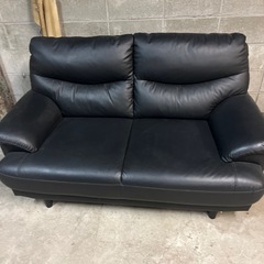 ニトリ　2人用合成皮革ソファ　(Nシールドキャッツ3 BK)の画像