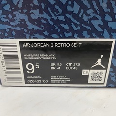 NIKE/ナイキ/スニーカー/Air Jordan 3 Retro SE-T/CZ6433-100ホワイト/27.5cmの画像