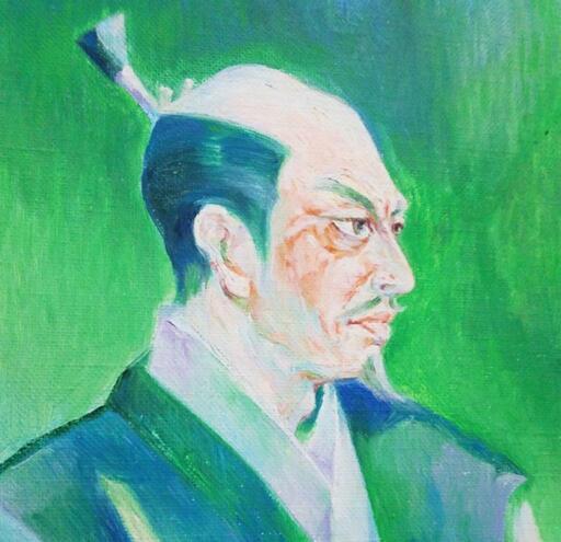 1点物！油絵50号『御来光差す徳川家康と側近』歴史物　額入り 1点物！油絵50号『御来光差す徳川家康と側近』歴史物額入り