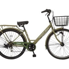 普段使い未使用　27.5型シティサイクル6段変速オートライト　カーキ