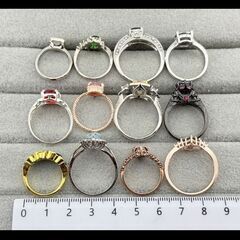 J→→→m18-1014 天然石 色石 色ガラスなど ヴィンテージ リング 指輪 アクセサリー 925刻印含む 素材不明品 イミテーション品 昭和レトロ まとめ売りの画像